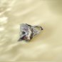 Raw Agate Adjustable Ring Purple Gray Sparkle Freeform Geode Silver S925 Handmade