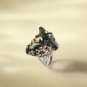 Raw Black Crystal Adjustable Ring Freeform Triangle Clusters Towers Silver S925 Handmade