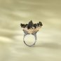 Raw Black Crystal Adjustable Ring Freeform Triangle Clusters Towers Silver S925 Handmade