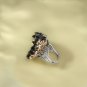Raw Black Crystal Adjustable Ring Freeform Triangle Clusters Towers Silver S925 Handmade