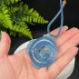 Ghost Blue Aquamarine Pendant Necklace Icy Clarity Hollow Hand Carved Nine Tailed Fox Moon Leaf