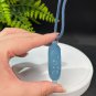 Ghost Blue Aquamarine Pendant Necklace Icy Clarity Hollow Hand Carved Nine Tailed Fox Moon Leaf