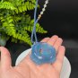 Ghost Blue Aquamarine Pendant Necklace Icy Clarity Hollow Hand Carved Nine Tailed Fox Moon Leaf