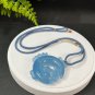 Ghost Blue Aquamarine Pendant Necklace Icy Clarity Hollow Hand Carved Nine Tailed Fox Moon Leaf