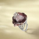 Raw Gradient Purple Agate Ring Adjustable Freeform Flake Ice Sparkling Silver S925 Handmade