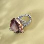 Raw Gradient Purple Agate Ring Adjustable Freeform Flake Ice Sparkling Silver S925 Handmade