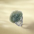 Raw Green Tourmaline Ring Adjustable Freeform Silver S925 Handmade October Birthstone