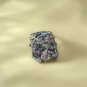 Raw Gray Purple Crystal Ring Adjustable Freeform Flake Ice Clusters Silver S925 Handmade