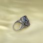 Raw Gray Purple Crystal Ring Adjustable Freeform Flake Ice Clusters Silver S925 Handmade