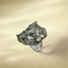 Raw Green Phantom Quartz Ring Adjustable Freeform Clusters Towers Silver S925 Handmade