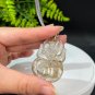 Rutilated Quartz Pendant Necklace Icy Transparent Hand Carved Nine Tailed Fox Golden Hair Crystal
