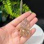 Rutilated Quartz Pendant Necklace Icy Transparent Hand Carved Nine Tailed Fox Golden Hair Crystal