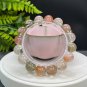 Brazilian Rutilated Quartz Beaded Bracelet 13.5mm Icy Transparent Old Mine Multicolored Hair Crystal