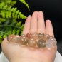 Brazilian Rutilated Quartz Beaded Bracelet 13.5mm Icy Transparent Old Mine Multicolored Hair Crystal
