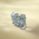 Raw Light Blue Crystal Ring Adjustable Silve S925 Handmade