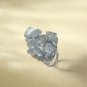 Raw Light Blue Crystal Ring Adjustable Silve S925 Handmade