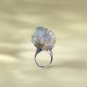Raw Light Blue Crystal Ring Adjustable Silve S925 Handmade