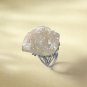 Raw White Crystal Ring Adjustable Silver S925 Handmade