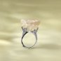 Raw White Crystal Ring Adjustable Silver S925 Handmade