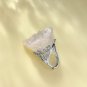 Raw White Crystal Ring Adjustable Silver S925 Handmade