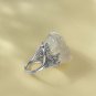 Raw White Crystal Ring Adjustable Silver S925 Handmade