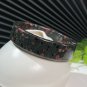 Black Plum Blossom Jade Bangle 59MM Straight Cut Square Edge Red White Flowers Pattern