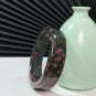 Black Plum Blossom Jade Bangle 59MM Straight Cut Square Edge Red White Flowers Pattern