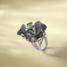 Raw Red Crystal Chalcopyrite Intergrowth Ring Adjustable Freeform Clusters Silver S925 Handmade