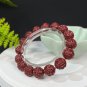 Cinnabar Beaded Bracelet 12mm Red Vintage Spiral Square Pattern