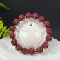Cinnabar Beaded Bracelet 12mm Red Vintage Spiral Square Pattern