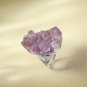 Raw Lavender Amethyst Ring Adjustable Freeform Cashew Flake Ice Sparkle Silver S925 Handmade