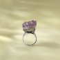 Raw Lavender Amethyst Ring Adjustable Freeform Cashew Flake Ice Sparkle Silver S925 Handmade