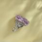 Raw Lavender Amethyst Ring Adjustable Freeform Cashew Flake Ice Sparkle Silver S925 Handmade