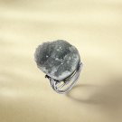 Raw Gray Agate Ring Adjustable Freeform Silver S925 Handmade