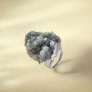 Raw Olive Green Agate Ring Adjustable Freeform Silver S925 Handmade