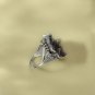 Raw Olive Green Agate Ring Adjustable Freeform Silver S925 Handmade