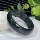 Green Moss Agate Bangle 52MM Icy Translucent Crystallization Floating Aquatic Flowers