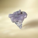 Raw Gray Purple Agate Ring Adjustable Freeform Grape Clusters Silver S925 Handmade