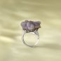 Raw Gray Purple Agate Ring Adjustable Freeform Grape Clusters Silver S925 Handmade