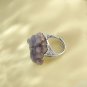 Raw Gray Purple Agate Ring Adjustable Freeform Grape Clusters Silver S925 Handmade