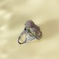 Raw Gray Purple Agate Ring Adjustable Freeform Grape Clusters Silver S925 Handmade