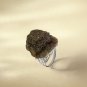 Raw Olive Green Agate Ring Adjustable Freeform Abstract Yuanbao Silver S925 Handmade