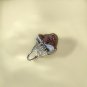 Raw Olive Green Agate Ring Adjustable Freeform Abstract Yuanbao Silver S925 Handmade