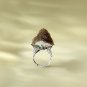 Raw Olive Green Agate Ring Adjustable Freeform Abstract Yuanbao Silver S925 Handmade