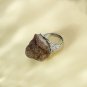 Raw Olive Green Agate Ring Adjustable Freeform Abstract Yuanbao Silver S925 Handmade
