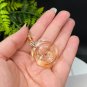 Citrine Pendant Necklace Icy Transparent Hand Carved Hollow Cute Cat Head & Nine Tailed Fox