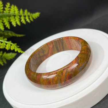 Ocean Jasper Bangle 61MM Old Mine Crystallization Multicolored Floating Celestial Eyes