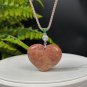 Heart Fossilized Coral Pendant Necklace Porcelain Luster Orange Pink Phoenix Tail
