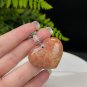 Heart Fossilized Coral Pendant Necklace Porcelain Luster Orange Pink Phoenix Tail