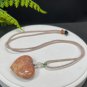 Heart Fossilized Coral Pendant Necklace Porcelain Luster Orange Pink Phoenix Tail